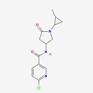 molecular formula C14H16ClN3O2 B2826816 6-Chloro-N-[1-(2-methylcyclopropyl)-5-oxopyrrolidin-3-YL]pyridine-3-carboxamide CAS No. 1385428-63-6