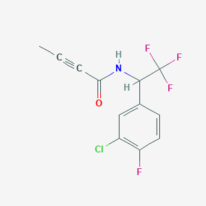 molecular formula C12H8ClF4NO B2826817 N-[1-(3-Chloro-4-fluorophenyl)-2,2,2-trifluoroethyl]but-2-ynamide CAS No. 2411230-12-9