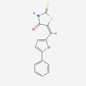 molecular formula C14H9NO2S2 B2826821 (5E)-5-[(5-phenylfuran-2-yl)methylidene]-2-sulfanylidene-1,3-thiazolidin-4-one CAS No. 35274-41-0