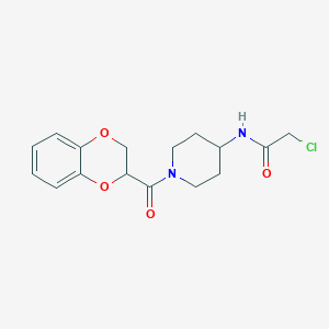 molecular formula C16H19ClN2O4 B2826823 2-Chloro-N-[1-(2,3-dihydro-1,4-benzodioxine-3-carbonyl)piperidin-4-yl]acetamide CAS No. 2411318-39-1