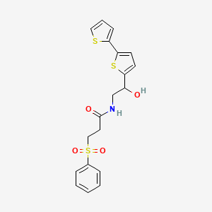 molecular formula C19H19NO4S3 B2826826 3-(benzenesulfonyl)-N-(2-{[2,2'-bithiophene]-5-yl}-2-hydroxyethyl)propanamide CAS No. 2097932-91-5