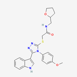 2-((5-(1H-indol-3-yl)-4-(4-methoxyphenyl)-4H-1,2,4-triazol-3-yl)thio)-N-((tetrahydrofuran-2-yl)methyl)acetamide