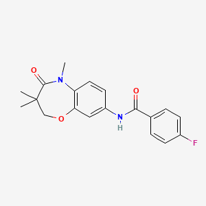 molecular formula C19H19FN2O3 B2826844 4-fluoro-N-(3,3,5-trimethyl-4-oxo-2,3,4,5-tetrahydrobenzo[b][1,4]oxazepin-8-yl)benzamide CAS No. 921792-40-7