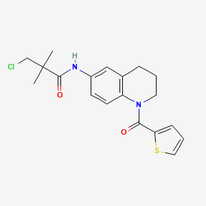 molecular formula C19H21ClN2O2S B2826846 3-氯-2,2-二甲基-N-[1-(噻吩-2-甲酰)-3,4-二氢-2H-喹啉-6-基]丙酰胺 CAS No. 1005305-81-6