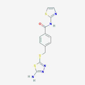 molecular formula C13H11N5OS3 B282685 4-{[(5-amino-1,3,4-thiadiazol-2-yl)sulfanyl]methyl}-N-(1,3-thiazol-2-yl)benzamide 