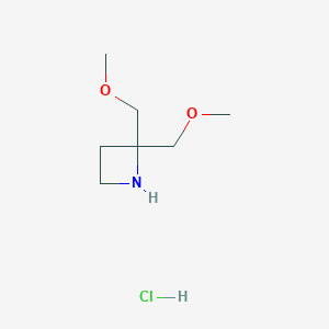 molecular formula C7H16ClNO2 B2826858 2,2-双(甲氧基甲基)氮杂环丁烷;盐酸盐 CAS No. 2418642-09-6