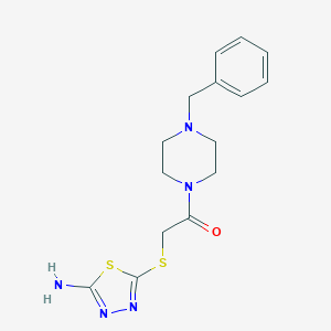 molecular formula C15H19N5OS2 B282686 5-{[2-(4-Benzyl-1-piperazinyl)-2-oxoethyl]thio}-1,3,4-thiadiazol-2-amine 