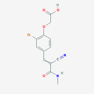 molecular formula C13H11BrN2O4 B2826860 2-{2-溴-4-[2-氰基-2-(甲基氨基)乙-1-烯-1-基]苯氧基}乙酸 CAS No. 1607972-33-7