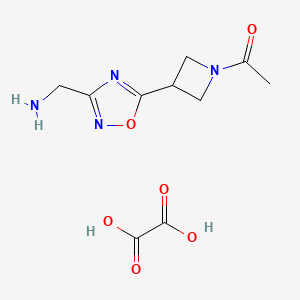 molecular formula C10H14N4O6 B2826863 1-(3-(3-(Aminomethyl)-1,2,4-oxadiazol-5-yl)azetidin-1-yl)ethanone oxalate CAS No. 1674390-05-6