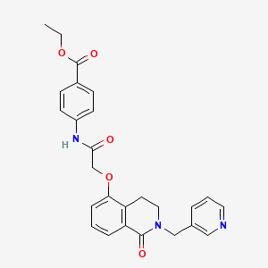 molecular formula C26H25N3O5 B2826864 Ethyl 4-[[2-[[1-oxo-2-(pyridin-3-ylmethyl)-3,4-dihydroisoquinolin-5-yl]oxy]acetyl]amino]benzoate CAS No. 850908-87-1