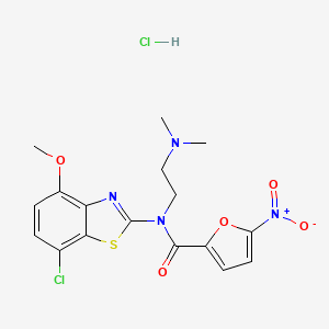 molecular formula C17H18Cl2N4O5S B2826865 N-(7-chloro-4-methoxybenzo[d]thiazol-2-yl)-N-(2-(dimethylamino)ethyl)-5-nitrofuran-2-carboxamide hydrochloride CAS No. 1216445-96-3