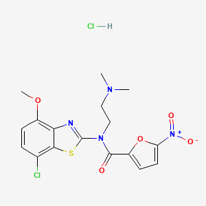 molecular formula C17H18Cl2N4O5S B2826865 N-(7-氯-4-甲氧基苯并[d]噻唑-2-基)-N-(2-(二甲胺基)乙基)-5-硝基呋喃-2-羧酰胺盐酸盐 CAS No. 1216445-96-3