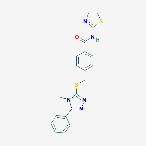 4-{[(4-methyl-5-phenyl-4H-1,2,4-triazol-3-yl)sulfanyl]methyl}-N-(1,3-thiazol-2-yl)benzamide