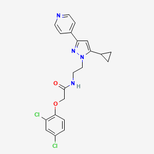 molecular formula C21H20Cl2N4O2 B2826870 N-(2-(5-cyclopropyl-3-(pyridin-4-yl)-1H-pyrazol-1-yl)ethyl)-2-(2,4-dichlorophenoxy)acetamide CAS No. 1797084-34-4