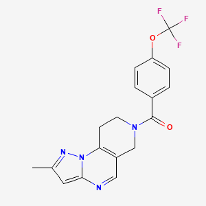 molecular formula C18H15F3N4O2 B2826871 (4-Methyl-2,3,7,11-tetrazatricyclo[7.4.0.02,6]trideca-1(9),3,5,7-tetraen-11-yl)-[4-(trifluoromethoxy)phenyl]methanone CAS No. 1797735-38-6