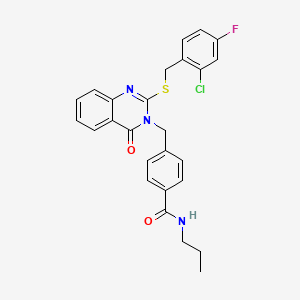 4-((2-((2-chloro-4-fluorobenzyl)thio)-4-oxoquinazolin-3(4H)-yl)methyl)-N-propylbenzamide