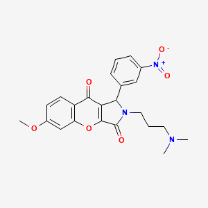 molecular formula C23H23N3O6 B2826879 2-(3-(二甲基氨基)丙基)-6-甲氧基-1-(3-硝基苯基)-1,2-二氢咔唑并[2,3-c]吡咯-3,9-二酮 CAS No. 886162-61-4