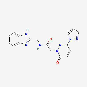 molecular formula C17H15N7O2 B2826888 N-((1H-苯并[d]咪唑-2-基)甲基)-2-(6-氧代-3-(1H-吡唑-1-基)吡啶-1(6H)-基)乙酰胺 CAS No. 1334372-42-7