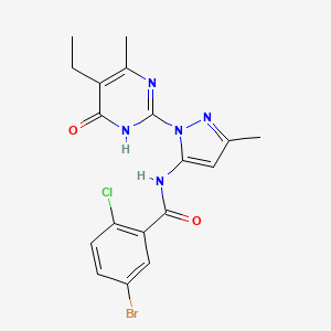 5-bromo-2-chloro-N-(1-(5-ethyl-4-methyl-6-oxo-1,6-dihydropyrimidin-2-yl)-3-methyl-1H-pyrazol-5-yl)benzamide