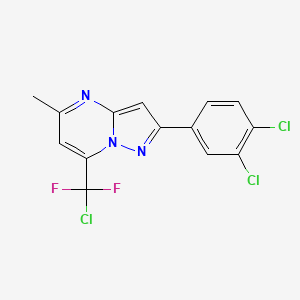 molecular formula C14H8Cl3F2N3 B2826897 7-[Chloro(difluoro)methyl]-2-(3,4-dichlorophenyl)-5-methylpyrazolo[1,5-a]pyrimidine CAS No. 860610-15-7