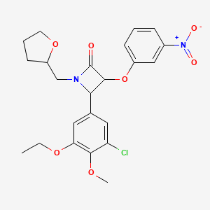 molecular formula C23H25ClN2O7 B2826898 4-(3-Chloro-5-ethoxy-4-methoxyphenyl)-3-(3-nitrophenoxy)-1-(oxolan-2-ylmethyl)azetidin-2-one CAS No. 1223384-78-8