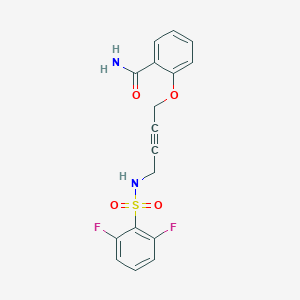 molecular formula C17H14F2N2O4S B2826900 2-((4-(2,6-Difluorophenylsulfonamido)but-2-yn-1-yl)oxy)benzamide CAS No. 1448130-78-6