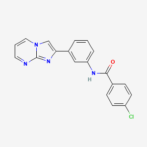 molecular formula C19H13ClN4O B2826904 4-chloro-N-(3-imidazo[1,2-a]pyrimidin-2-ylphenyl)benzamide CAS No. 847387-59-1
