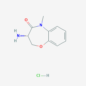 molecular formula C10H13ClN2O2 B2826906 (S)-3-amino-5-methyl-2,3-dihydrobenzo[b][1,4]oxazepin-4(5H)-one hydrochloride CAS No. 958488-72-7
