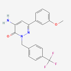 molecular formula C19H16F3N3O2 B2826907 4-amino-6-(3-methoxyphenyl)-2-(4-(trifluoromethyl)benzyl)pyridazin-3(2H)-one CAS No. 1203345-54-3