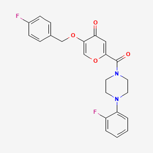 molecular formula C23H20F2N2O4 B2826909 5-((4-fluorobenzyl)oxy)-2-(4-(2-fluorophenyl)piperazine-1-carbonyl)-4H-pyran-4-one CAS No. 1021134-66-6