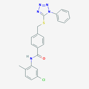molecular formula C22H18ClN5OS B282691 N-(5-chloro-2-methylphenyl)-4-{[(1-phenyl-1H-tetrazol-5-yl)sulfanyl]methyl}benzamide 