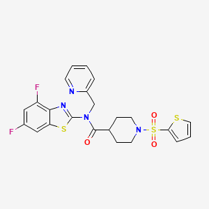 molecular formula C23H20F2N4O3S3 B2826918 N-(4,6-二氟苯并[d]噻唑-2-基)-N-(吡啶-2-基甲基)-1-(噻吩-2-基磺酰基)哌啶-4-甲酰胺 CAS No. 922578-65-2