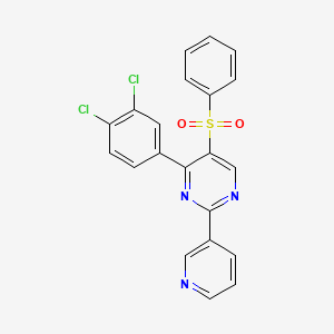 molecular formula C21H13Cl2N3O2S B2826922 4-(3,4-Dichlorophenyl)-5-(phenylsulfonyl)-2-(3-pyridinyl)pyrimidine CAS No. 339107-68-5