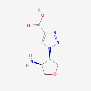 molecular formula C7H10N4O3 B2826923 1-[(3R,4S)-4-Aminooxolan-3-yl]triazole-4-carboxylic acid CAS No. 2377004-42-5