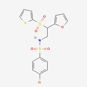 molecular formula C16H14BrNO5S3 B2826926 4-bromo-N-(2-(furan-2-yl)-2-(thiophen-2-ylsulfonyl)ethyl)benzenesulfonamide CAS No. 877817-01-1