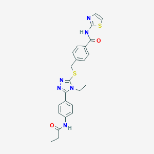 4-[({4-ethyl-5-[4-(propanoylamino)phenyl]-4H-1,2,4-triazol-3-yl}sulfanyl)methyl]-N-(1,3-thiazol-2-yl)benzamide