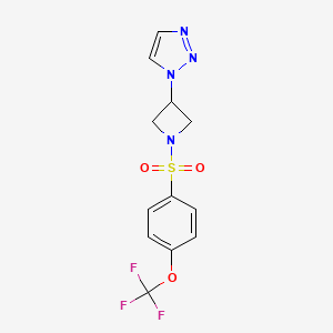 molecular formula C12H11F3N4O3S B2826934 1-(1-((4-(三氟甲氧基)苯基磺酰基)氮杂环丁烷-3-基)-1H-1,2,3-三唑 CAS No. 1797730-84-7