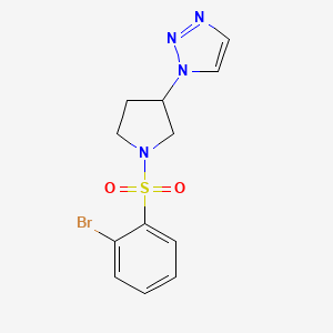 molecular formula C12H13BrN4O2S B2826938 1-(1-((2-bromophenyl)sulfonyl)pyrrolidin-3-yl)-1H-1,2,3-triazole CAS No. 1795470-95-9