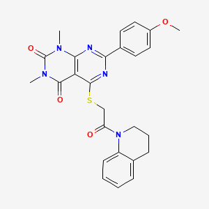 molecular formula C26H25N5O4S B2826940 5-[2-(3,4-dihydro-2H-quinolin-1-yl)-2-oxoethyl]sulfanyl-7-(4-methoxyphenyl)-1,3-dimethylpyrimido[4,5-d]pyrimidine-2,4-dione CAS No. 852171-61-0