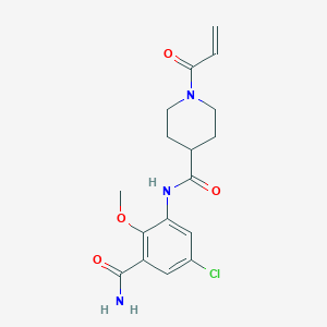 molecular formula C17H20ClN3O4 B2826949 N-(3-Carbamoyl-5-chloro-2-methoxyphenyl)-1-prop-2-enoylpiperidine-4-carboxamide CAS No. 2411193-64-9
