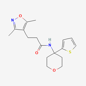3-(3,5-dimethylisoxazol-4-yl)-N-(4-(thiophen-2-yl)tetrahydro-2H-pyran-4-yl)propanamide