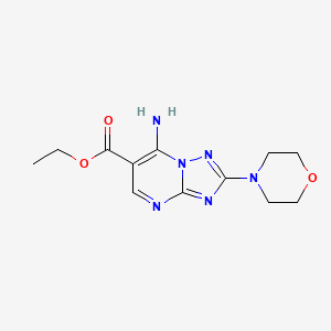 molecular formula C12H16N6O3 B2826987 Ethyl 7-amino-2-morpholino[1,2,4]triazolo[1,5-a]pyrimidine-6-carboxylate CAS No. 113967-66-1