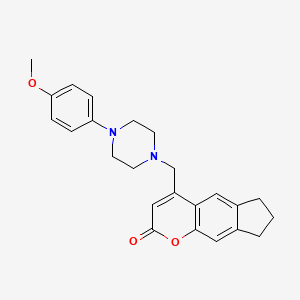 molecular formula C24H26N2O3 B2826990 4-((4-(4-甲氧基苯基)哌嗪-1-基)甲基)-7,8-二氢环戊[g]咔啉-2(6H)-酮 CAS No. 561012-00-8