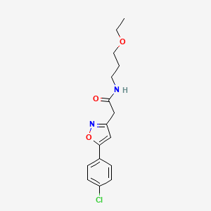 molecular formula C16H19ClN2O3 B2826993 2-(5-(4-chlorophenyl)isoxazol-3-yl)-N-(3-ethoxypropyl)acetamide CAS No. 953225-63-3