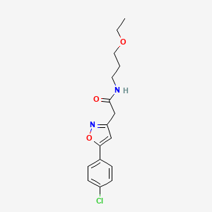 molecular formula C16H19ClN2O3 B2826993 2-(5-(4-氯苯基)异噁唑-3-基)-N-(3-乙氧基丙基)乙酰胺 CAS No. 953225-63-3