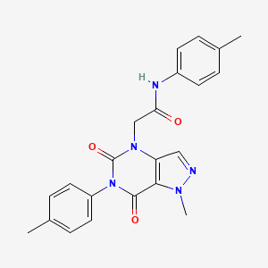molecular formula C22H21N5O3 B2827003 2-(1-methyl-5,7-dioxo-6-(p-tolyl)-6,7-dihydro-1H-pyrazolo[4,3-d]pyrimidin-4(5H)-yl)-N-(p-tolyl)acetamide CAS No. 892306-80-8
