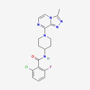 molecular formula C18H18ClFN6O B2827004 2-chloro-6-fluoro-N-(1-(3-methyl-[1,2,4]triazolo[4,3-a]pyrazin-8-yl)piperidin-4-yl)benzamide CAS No. 2201945-57-3