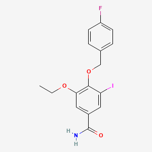 3-Ethoxy-4-((4-fluorobenzyl)oxy)-5-iodobenzamide