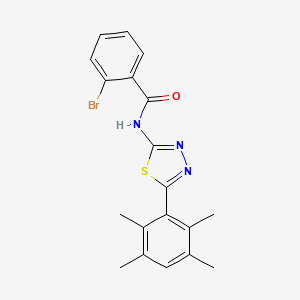 molecular formula C19H18BrN3OS B2827028 2-溴-N-[5-(2,3,5,6-四甲基苯基)-1,3,4-噻二唑-2-基]苯甲酰胺 CAS No. 391226-64-5
