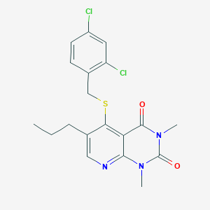 molecular formula C19H19Cl2N3O2S B2827044 5-((2,4-dichlorobenzyl)thio)-1,3-dimethyl-6-propylpyrido[2,3-d]pyrimidine-2,4(1H,3H)-dione CAS No. 899748-18-6